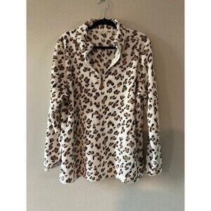 Ott Animal Print 1/4 Zip Pullover Cozy Fleece Women's Large